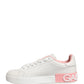 White Pink Lace Up Low Top Sneakers Shoes