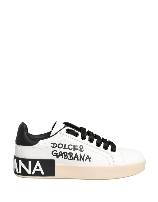 White Low Top Portofino Leather Sneakers Shoes