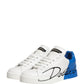 White Blue Lace Up Low Top Sneakers Shoes