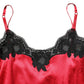 Red Black Lace Lingerie Short Chemise Sleepwear