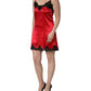 Red Black Lace Lingerie Short Chemise Sleepwear