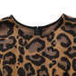 Brown Leopard Jacquard Knee Length Dress