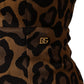 Brown Leopard Jacquard Knee Length Dress