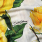 Yellow Rose Print Organzine Sleeveless Maxi Dress