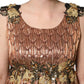 Brown Metallic Crystal Evening Gown Dress