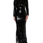 Black Bodycon Mermaid Sequinned Gown Dress