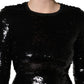 Black Bodycon Mermaid Sequinned Gown Dress