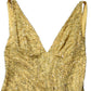Gold V-neckline Mermaid Sequinned Gown Dress