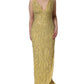 Gold V-neckline Mermaid Sequinned Gown Dress