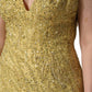 Gold V-neckline Mermaid Sequinned Gown Dress
