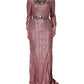 Pink Embellished Sequined Evening Gown Dress