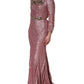 Pink Embellished Sequined Evening Gown Dress