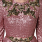 Pink Embellished Sequined Evening Gown Dress