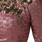 Pink Embellished Sequined Evening Gown Dress