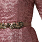 Pink Embellished Sequined Evening Gown Dress