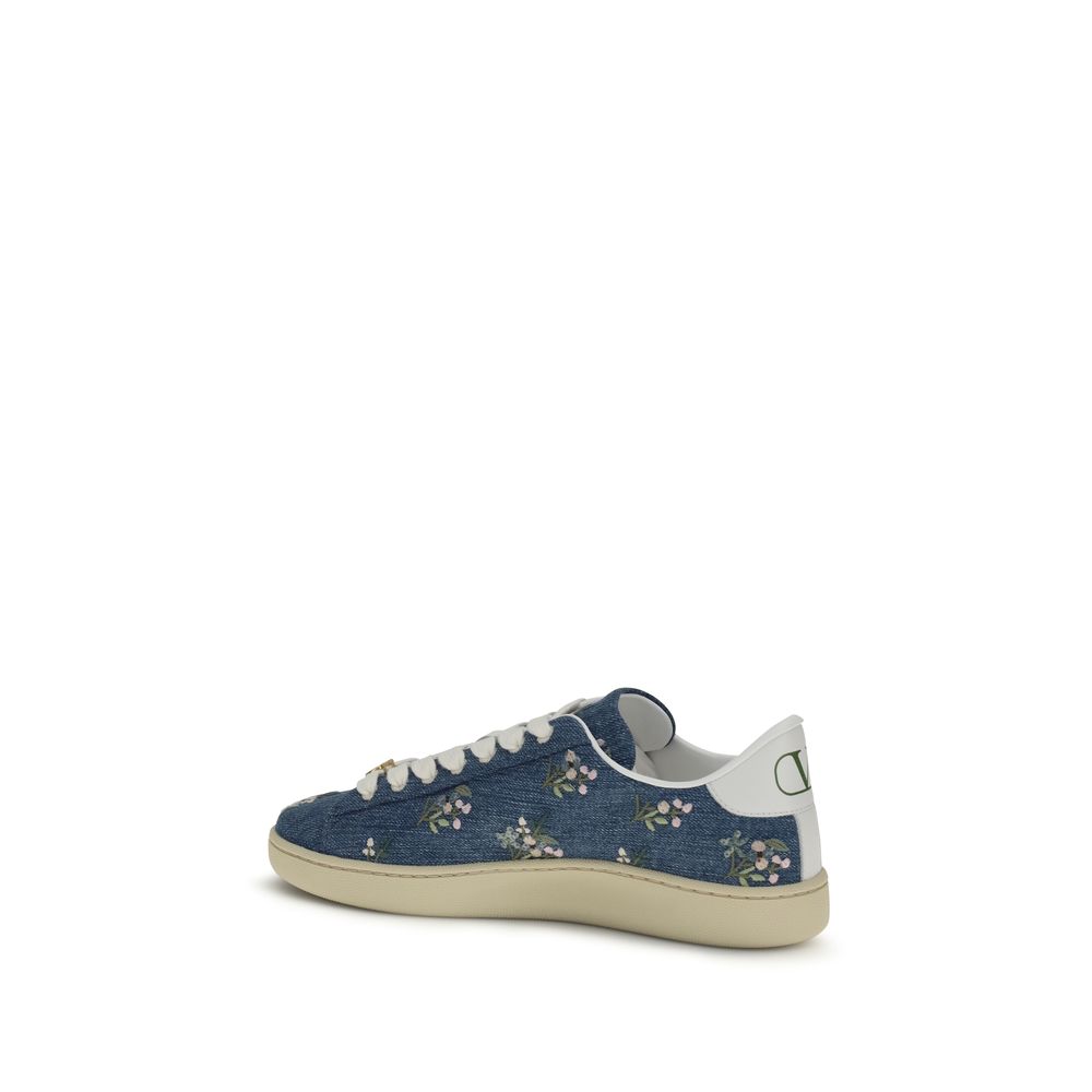 Blue Fabric Low Top Sneakers