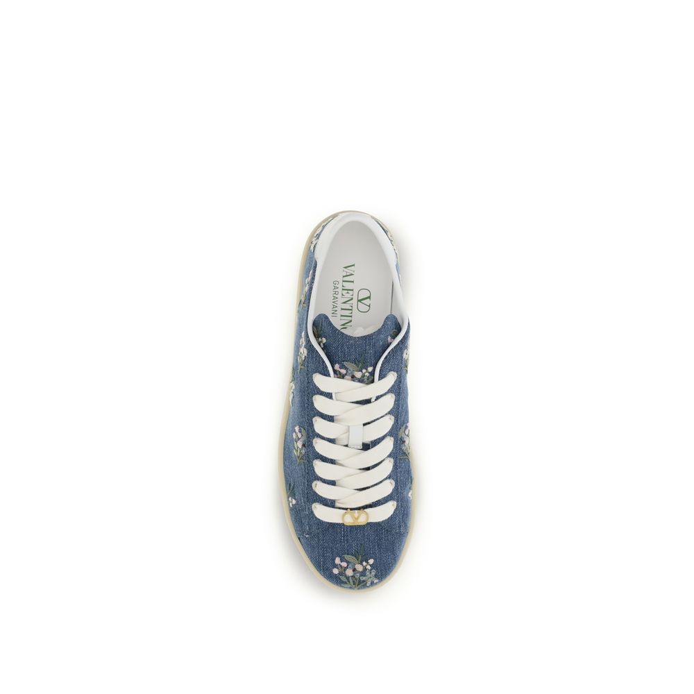 Blue Fabric Low Top Sneakers