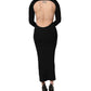 Black Long Sleeves Viscose Sheath Maxi Dress