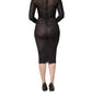 Black Sheer Long Sleeves Sheath Midi Dress
