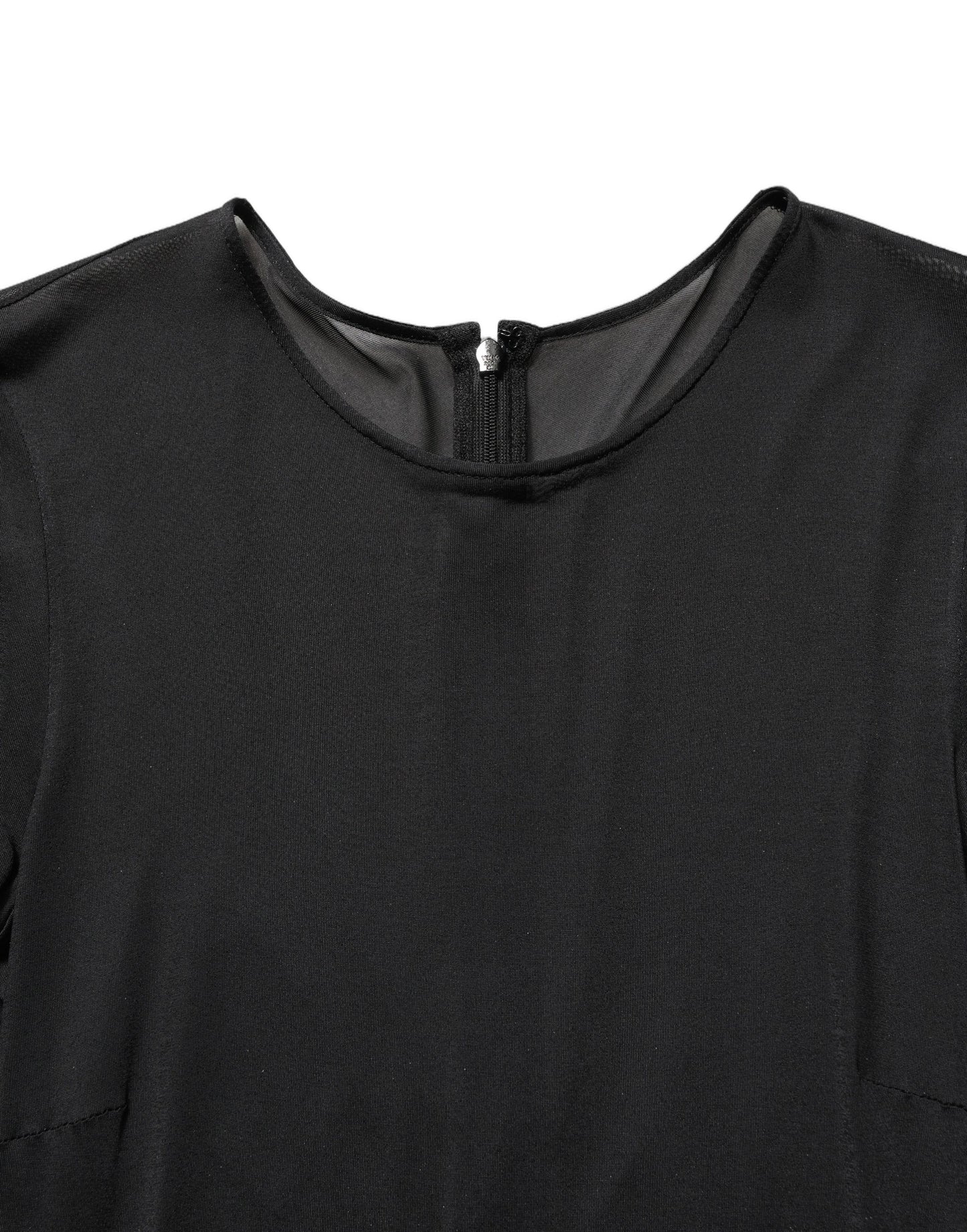 Black Sheer Long Sleeves Sheath Midi Dress