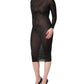Black Sheer Long Sleeves Sheath Midi Dress