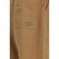 Beige Cotton Casual Pants