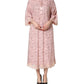 Pink Corded Floral Lace Kaftan Midi Dress