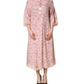 Pink Corded Floral Lace Kaftan Midi Dress