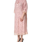 Pink Corded Floral Lace Kaftan Midi Dress