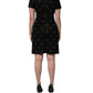Black DG Crown Short-Sleeve Sheath Dress