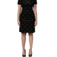 Black DG Crown Short-Sleeve Sheath Dress