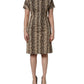 Brown DG Logo Chain Short-Sleeve Sheath Dress