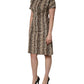 Brown DG Logo Chain Short-Sleeve Sheath Dress