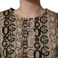 Brown DG Logo Chain Short-Sleeve Sheath Dress