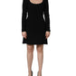 Black Long Sleeves Scoop Neck Mini Dress