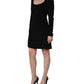 Black Long Sleeves Scoop Neck Mini Dress