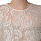 White Lace Top Embellished Black Skirt Dress