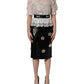 White Lace Top Embellished Black Skirt Dress
