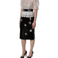 White Lace Top Embellished Black Skirt Dress