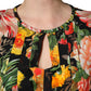Multicolor Floral Print LongSleeve Midi Dress