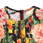 Multicolor Floral Print LongSleeve Midi Dress