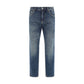 Blue Elastane Straight-Leg Jeans