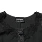 Dark Gray Button Fastening Lace Trimmed Blazer Jacket