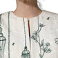 White Jacquard Garden Print Coat Jacket