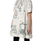 White Jacquard Garden Print Coat Jacket