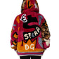 Multicolor Graffiti Print Full Zip Hooded Jacket