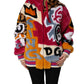 Multicolor Graffiti Print Full Zip Hooded Jacket