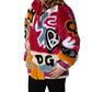 Multicolor Graffiti Print Full Zip Hooded Jacket