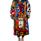 Multicolor Graffiti Print Zip Hooded Jacket