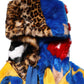 Multicolor Graffiti Print Zip Hooded Jacket